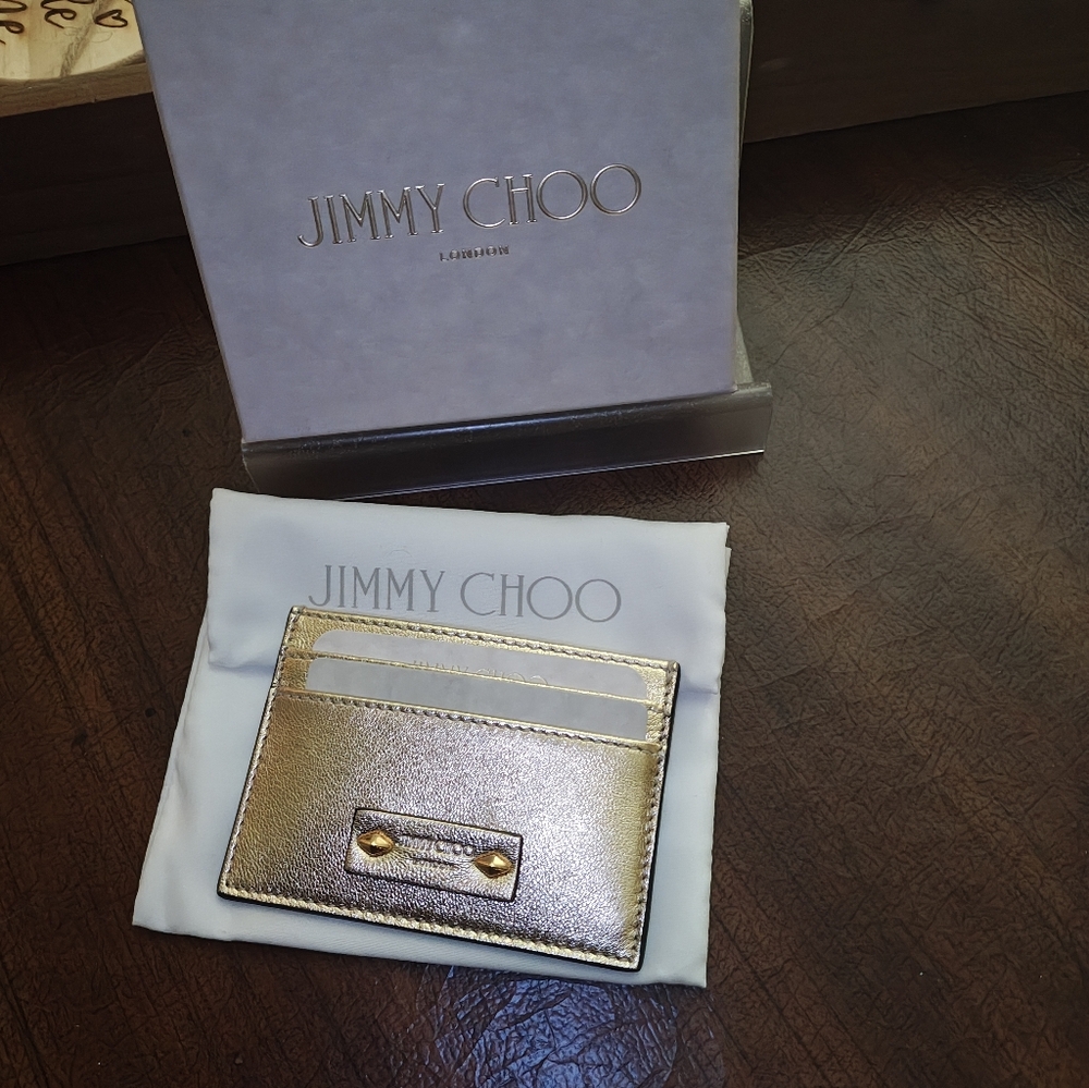 Jimmy Choo Metallic Gold Card Holder - Picture 7 of 9